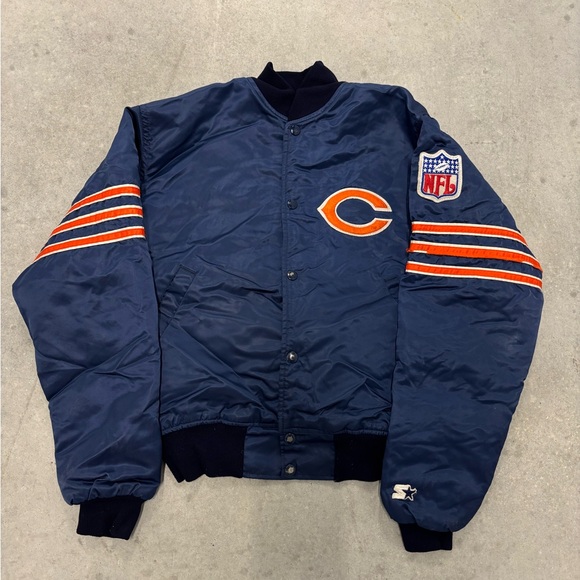 STARTER Other - Vintage 80s Starter‎ Chicago Bears Satin Bomber Jacket Sz M